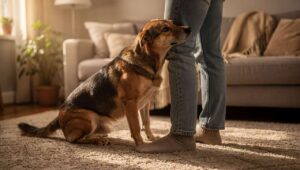 Hond leunt tegen je been? Een dierengedragstherapeut legt de echte reden uit